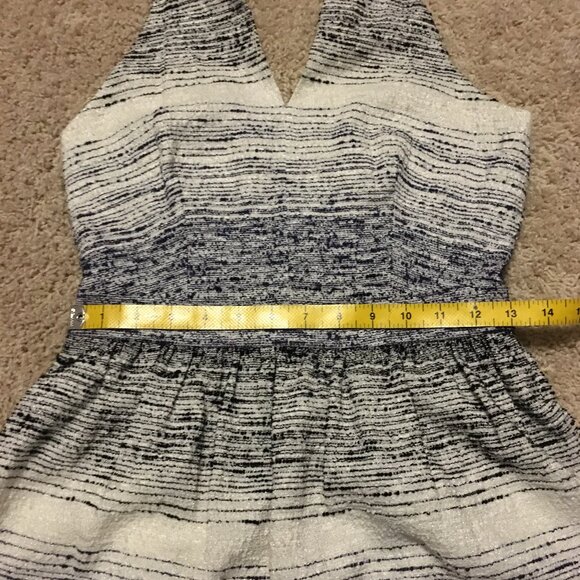 Amy Matto New York Dittered Blue & White Open Back Halter Dress - Picture 13 of 16